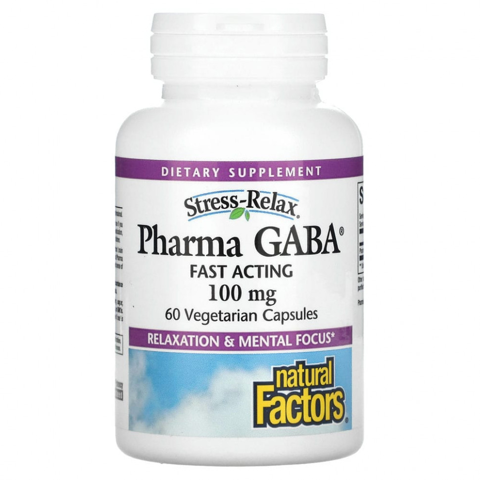  Natural Factors, Stress Relax, Pharma GABA, 100 , 60      -     , -, 