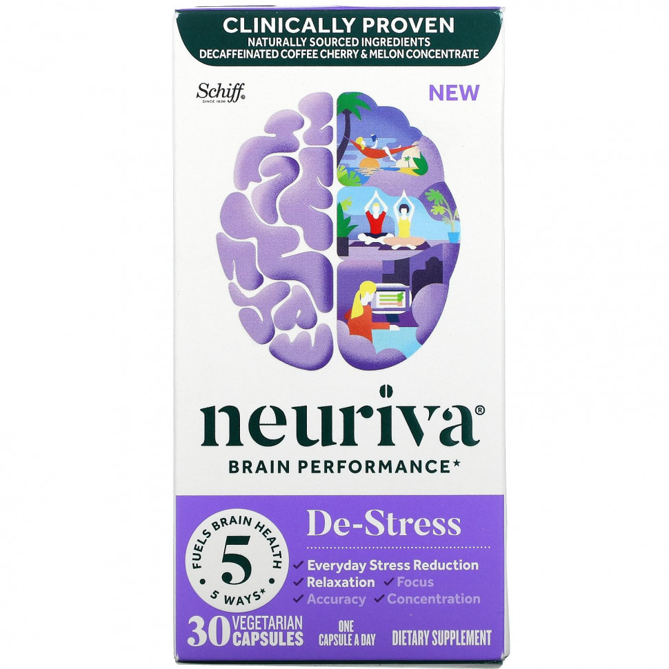  Schiff, Neuriva Brain Performance, De-Stress, 30      -     , -, 