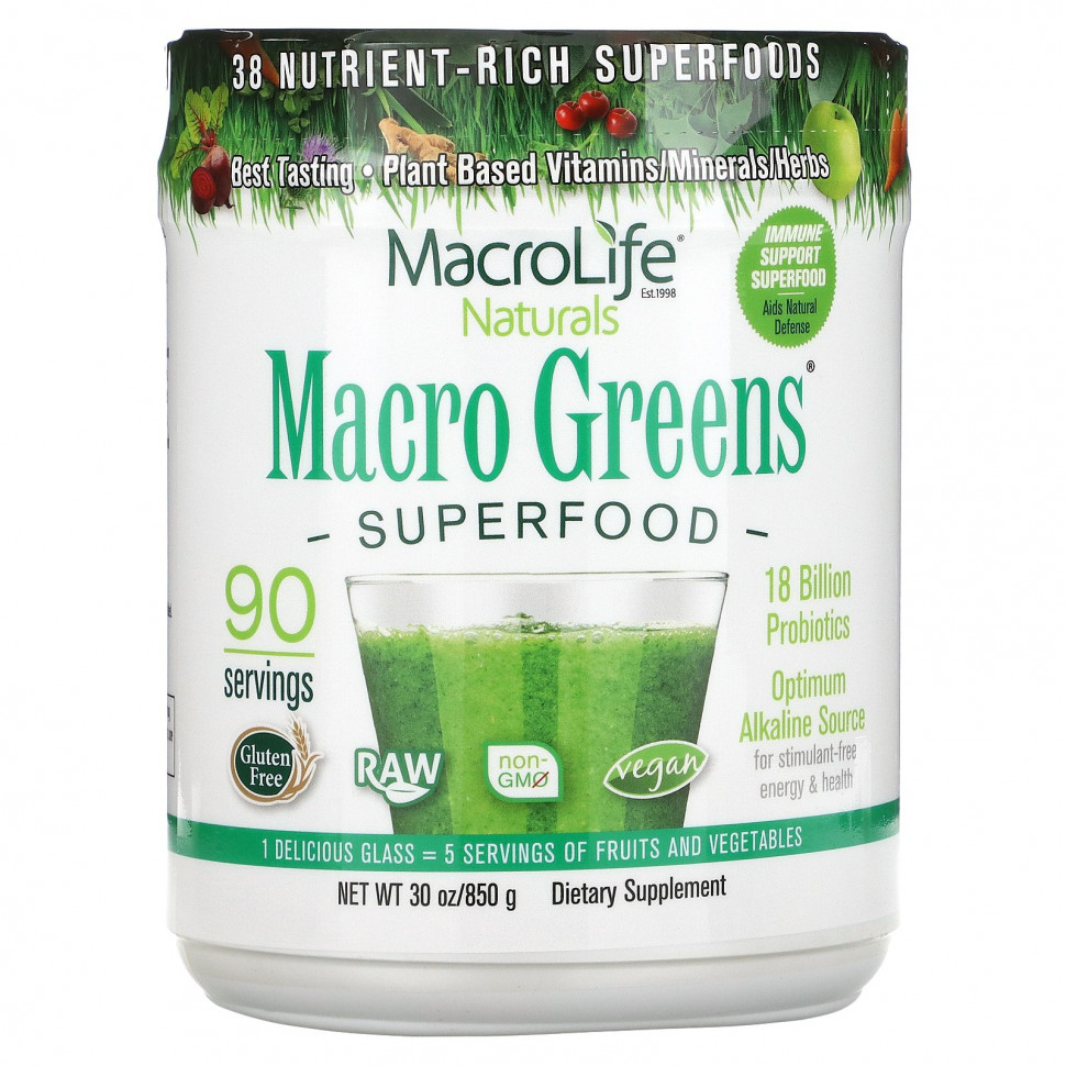  Macrolife Naturals,  Macro Greens, 850  (30 )    -     , -, 