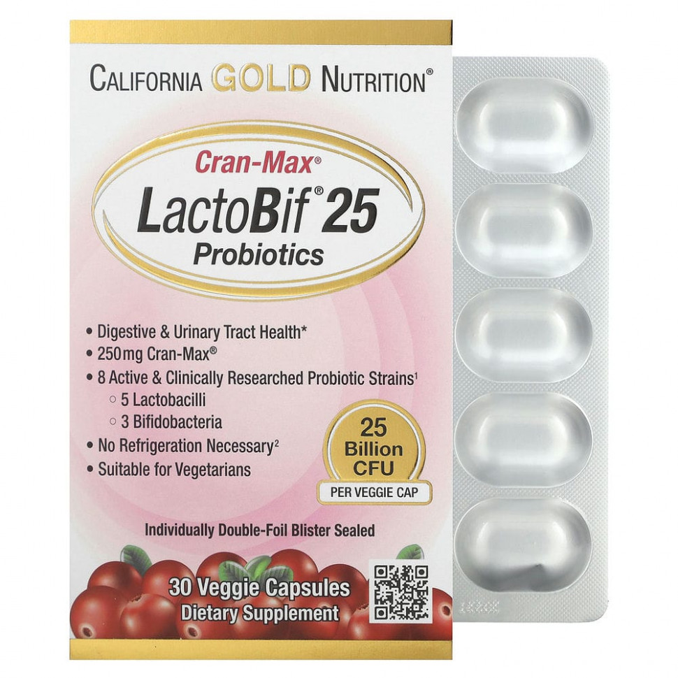  California Gold Nutrition, Lactobif, Cran-Max, , 25  , 30      -     , -, 