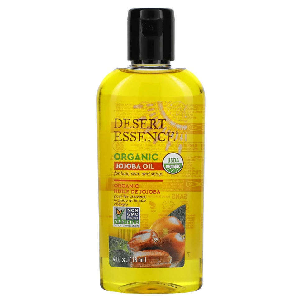  Desert Essence, Organic Jojoba Oil for Hair, Skin and Scalp, 4 fl oz (118 ml)    -     , -, 