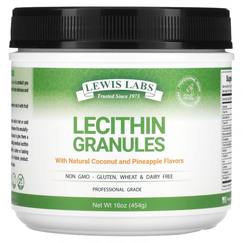  Lewis Labs, Lecithin Granules, Natural Coconut and Pineapple, 16 oz (454 g)    -     , -, 