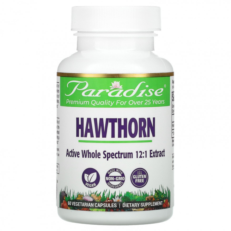  Paradise Herbs, Hawthorn Berry, 60 Vegetarian Capsules    -     , -, 