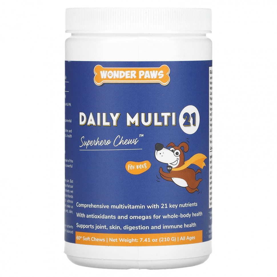  Wonder Paws, Daily Multi 21, Superhero Chews  ,   , 60  , 210  (7,41 )  Iherb ()  