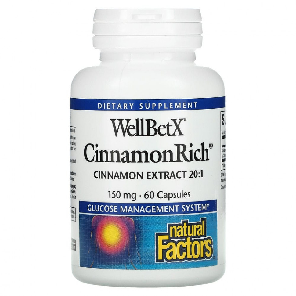  Natural Factors, WellBetX, CinnamonRich, 150 , 60     -     , -, 