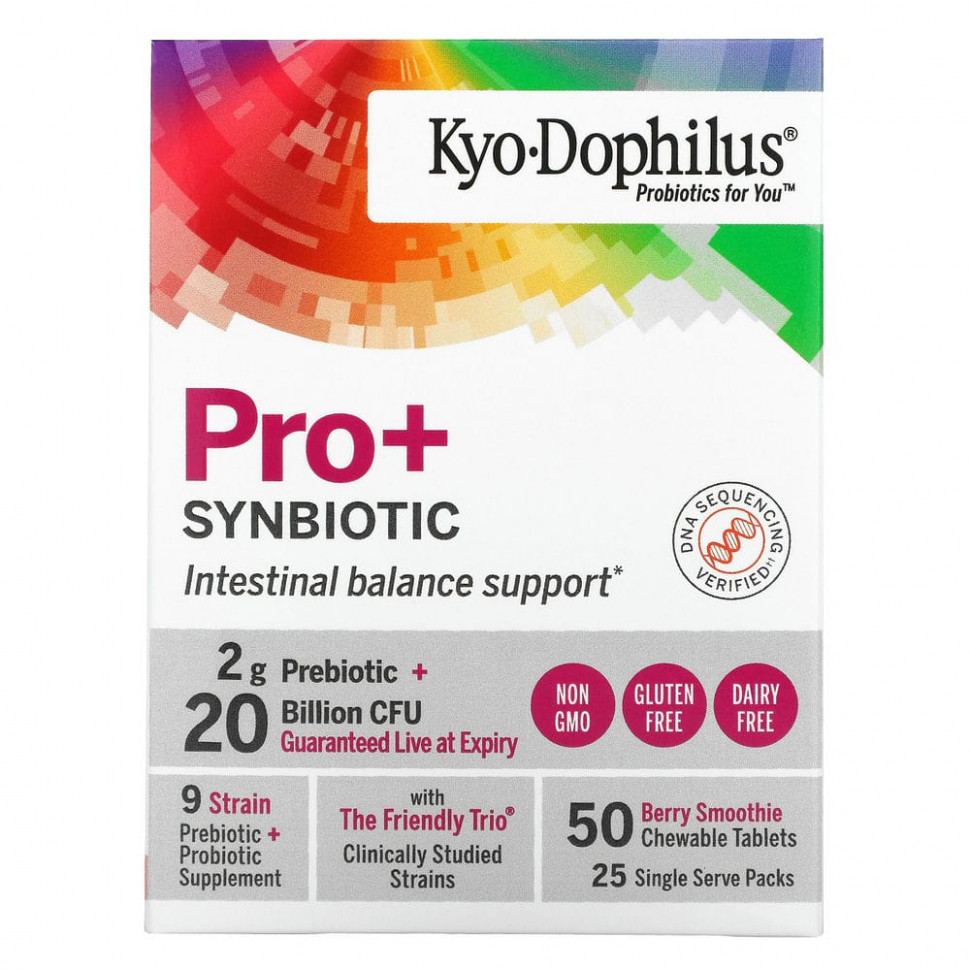  Kyolic, Kyo-Dophilus, Pro+Synbiotic, 20 Billion CFU, Berry Smoothie, 50 Chewable Tablets    -     , -, 