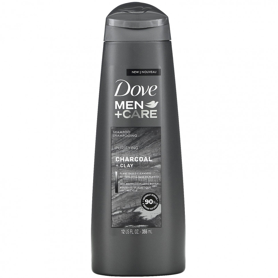  Dove, Men+Care, Shampoo, Purifying, Charcoal + Clay, 12 fl oz (355 ml)    -     , -, 