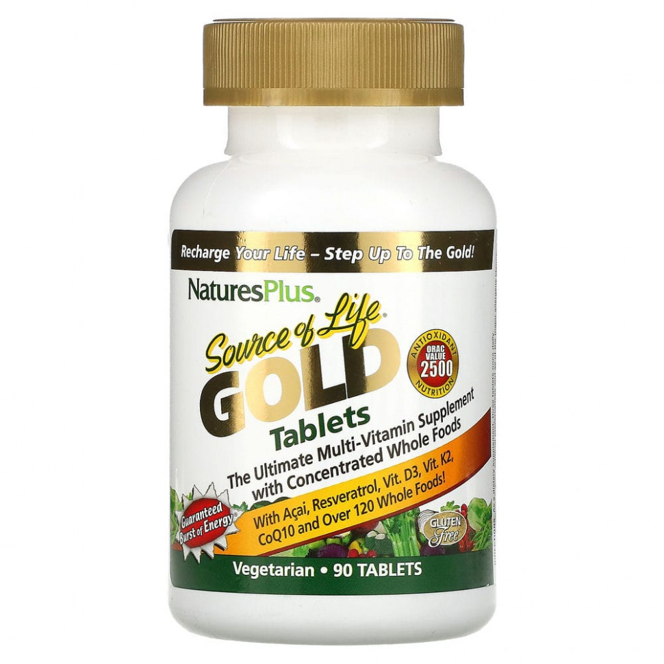  NaturesPlus, Source of Life Gold, The Ultimate Multi-Vitamin Supplement, 90     -     , -, 