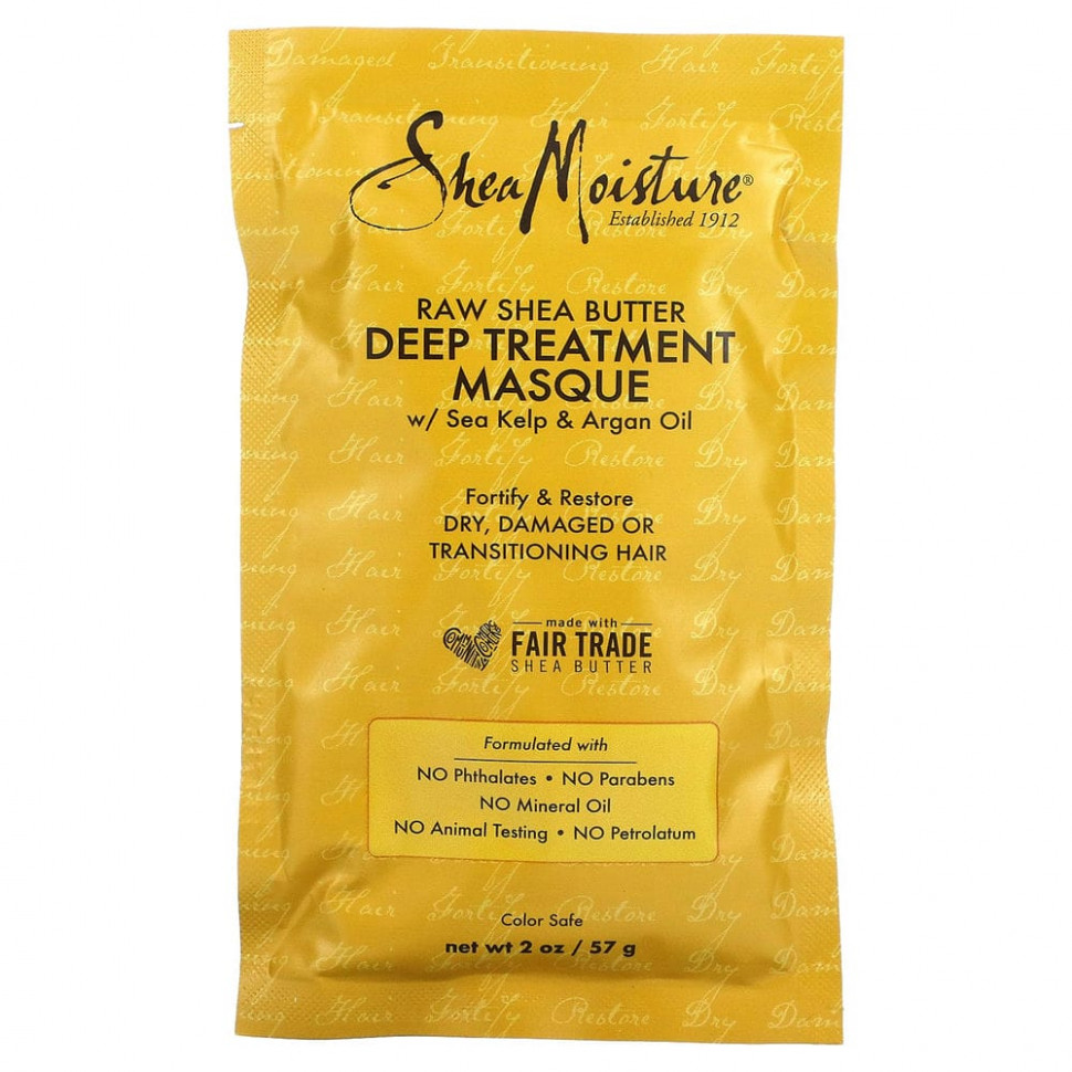  SheaMoisture, Raw Shea Butter, Moisture Recovery Treatment Masque with Seal Kelp & Argan Oil, 2 fl oz (59 ml)    -     , -, 