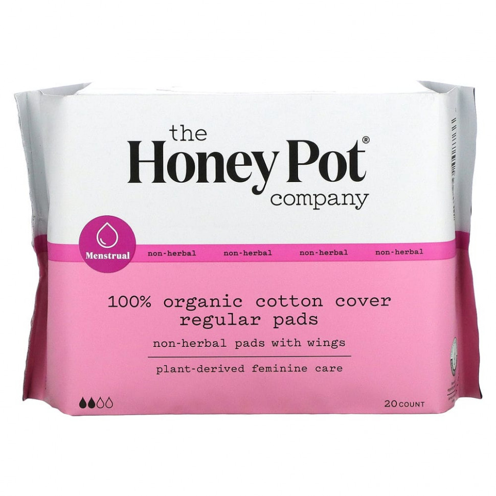  The Honey Pot Company, Organic Regular Non-Herbal Pads With Wings, 20 Count  Iherb ()  