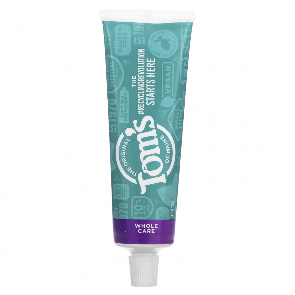  Tom's of Maine, Whole Care Anticavity Toothpaste, Spearmint, 4 oz (113 g)    -     , -, 