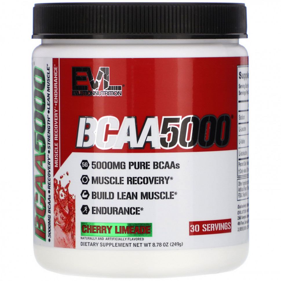  EVLution Nutrition, BCAA 5000, Cherry Limeade, 8.78 oz (249 g)    -     , -, 