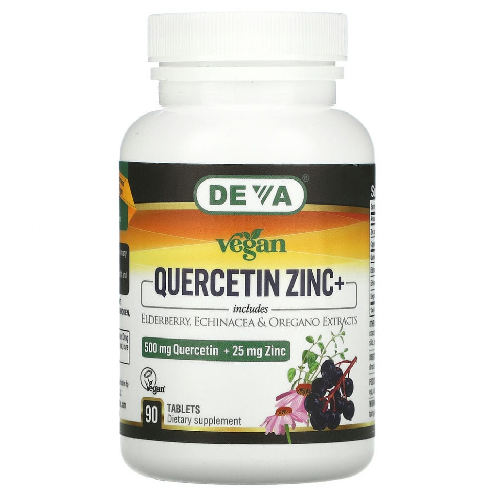  Deva, Vegan Quercetin Zinc+, 500 mg + 25 mg, 90 Tablets    -     , -, 