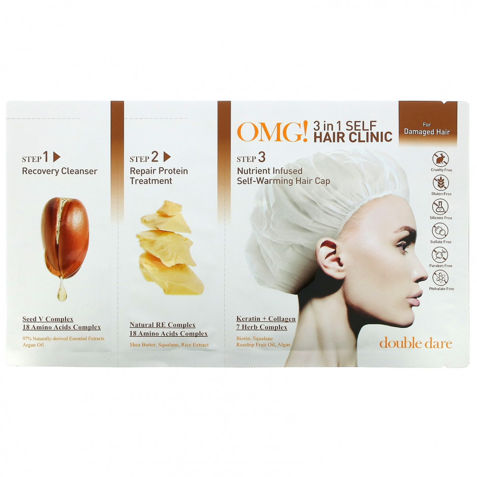  Double Dare, OMG! 3 in 1 Self Hair Clinic, For Damaged Hair, 3 Step Kit    -     , -, 