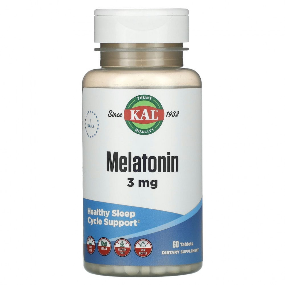  KAL, Melatonin, 3 mg, 60 Tablets    -     , -, 