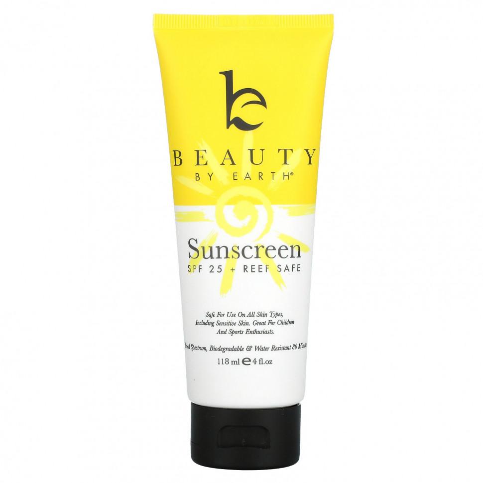  Beauty By Earth, Mineral Sunscreen, SPF 25, 4 fl oz (118 ml)    -     , -, 