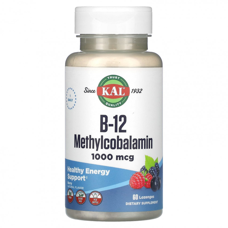  KAL, B-12 Methylcobalamin, Berry, 1,000 mcg, 60 Lozenges    -     , -, 