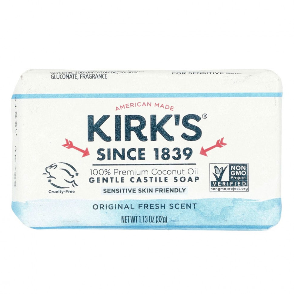  Kirk's, Gentle Castile Soap Bar, Original Fresh Scent, 1.13 oz (32 g)    -     , -, 