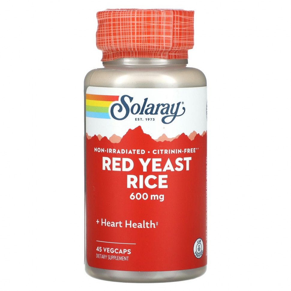  Solaray, Red Yeast Rice, 600 mg, 45 VEGCAPS    -     , -, 