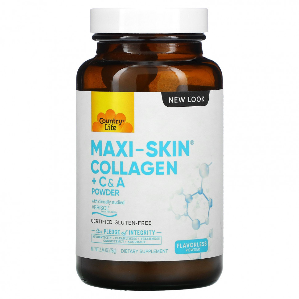  Country Life, Maxi-Skin Collagen + C & A Powder, 2.74 oz (78 g)    -     , -, 