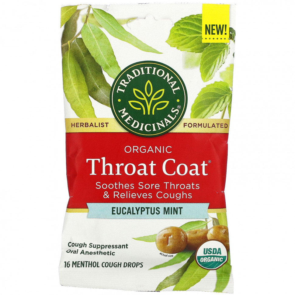  Traditional Medicinals, Organic Throat Coat Drops,  , 16         -     , -, 