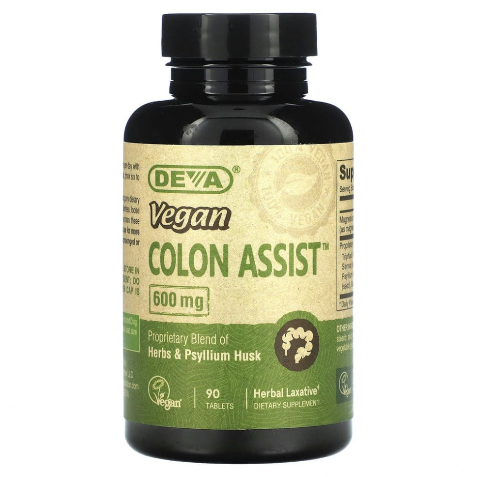  Deva, Vegan Colon Assist, 600 , 90     -     , -, 