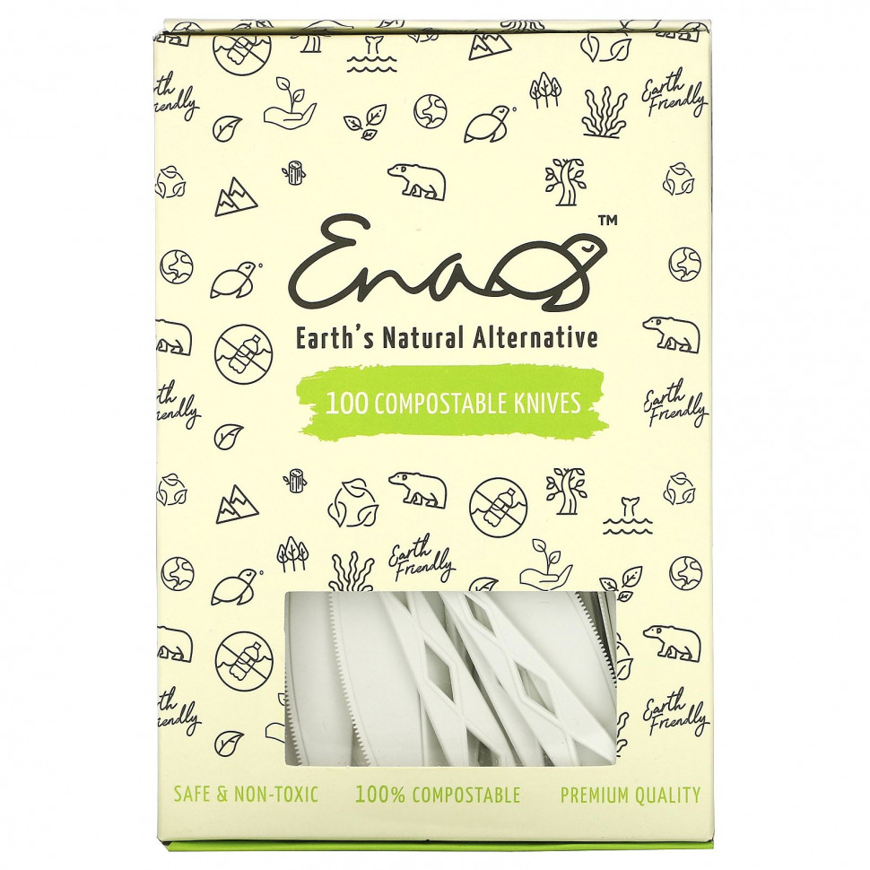  Earth's Natural Alternative, Compostable Knifes, 100 Pack    -     , -, 