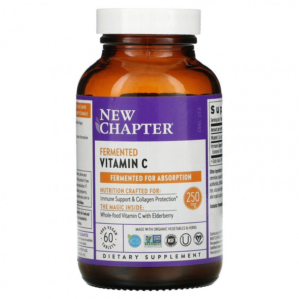  New Chapter, Fermented Vitamin C, 60 Vegan Tablets    -     , -, 