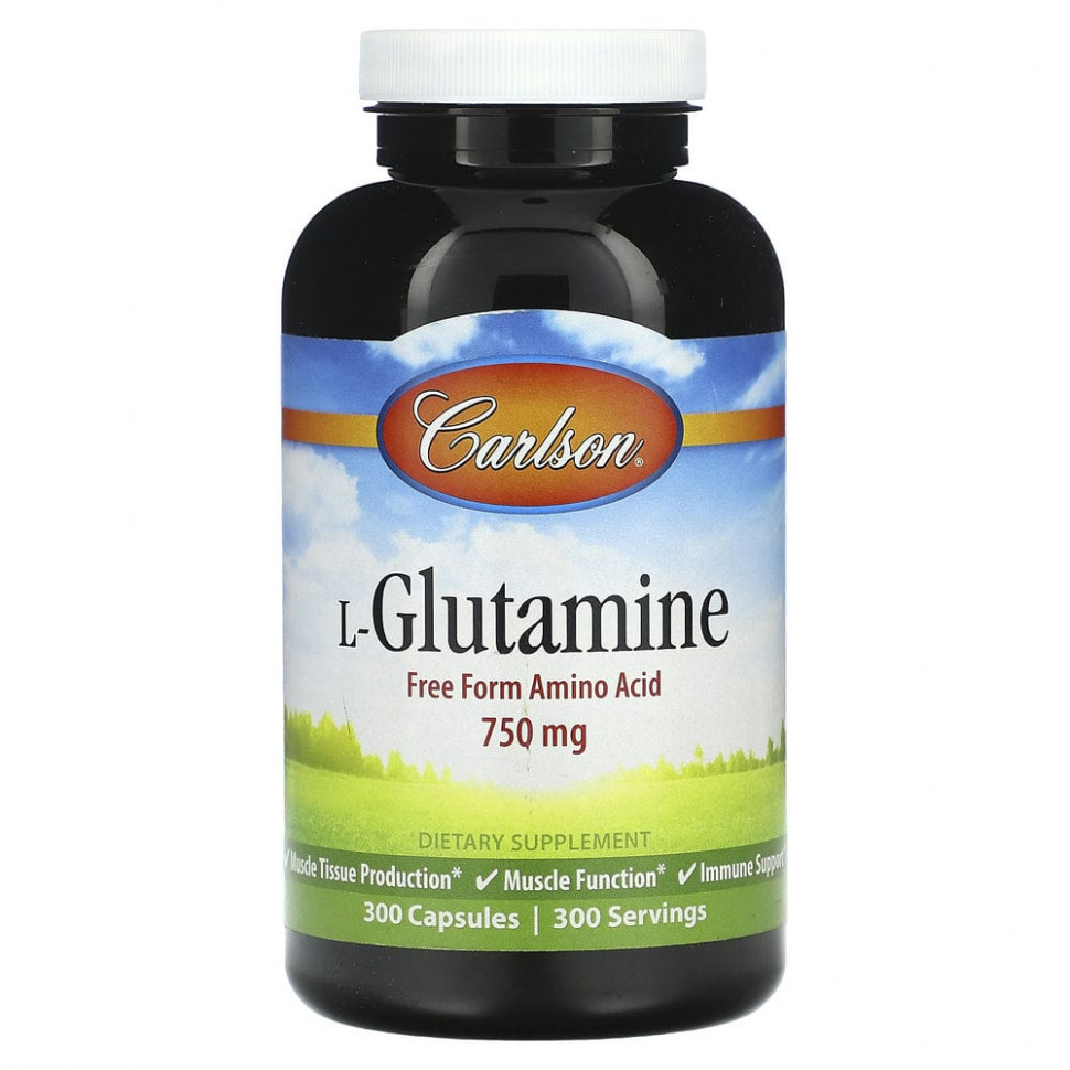  Carlson, L-Glutamine, 750 mg, 300 Capsules    -     , -, 