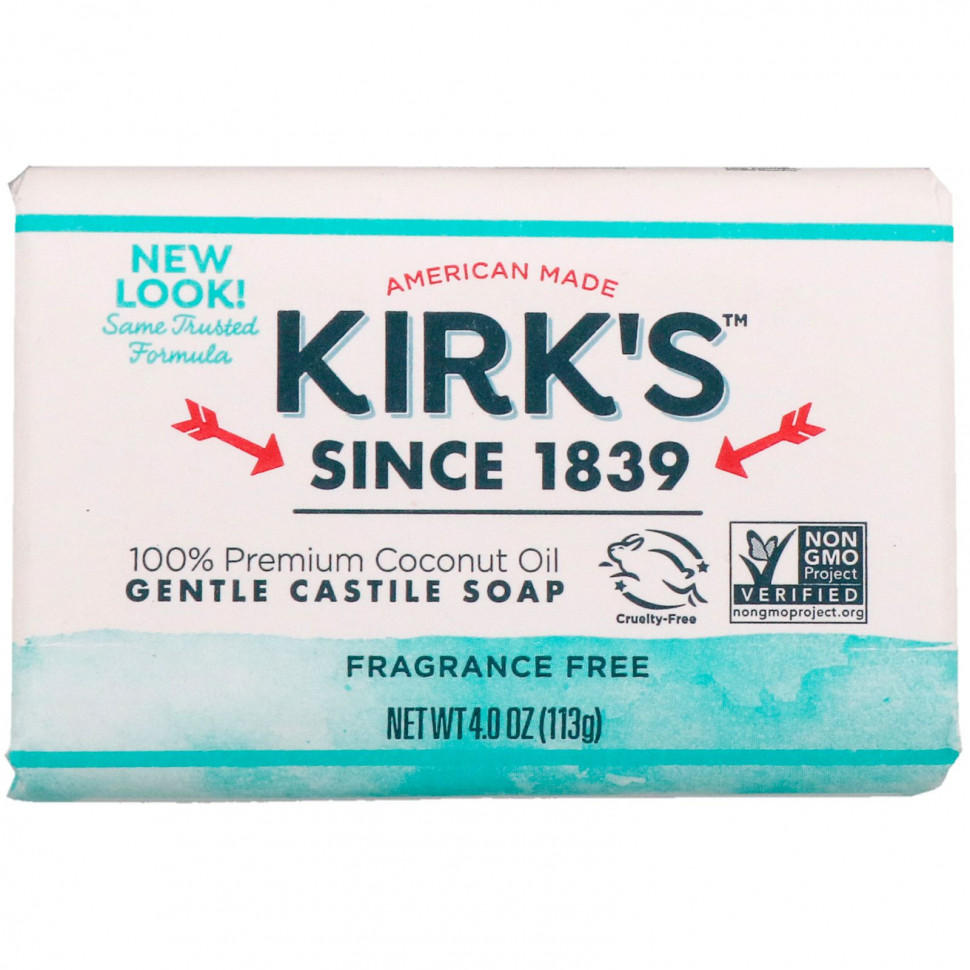  Kirk's, Gentle Castile Soap Bar, Fragrance Free, 4 oz (113 g)    -     , -, 