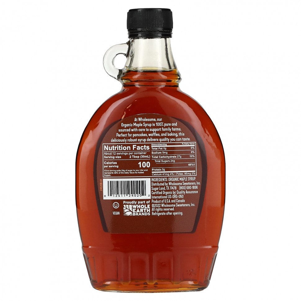  Wholesome Sweeteners, Organic Maple Syrup, Dark, 12 fl oz (355 ml)    -     , -, 