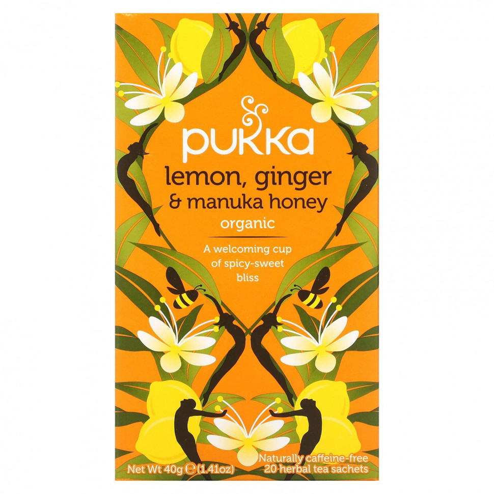  Pukka Herbs, Lemon Ginger & Munka Honey Tea, 20 Herbal Tea Sachets, 0.07 oz (2 g) Each    -     , -, 