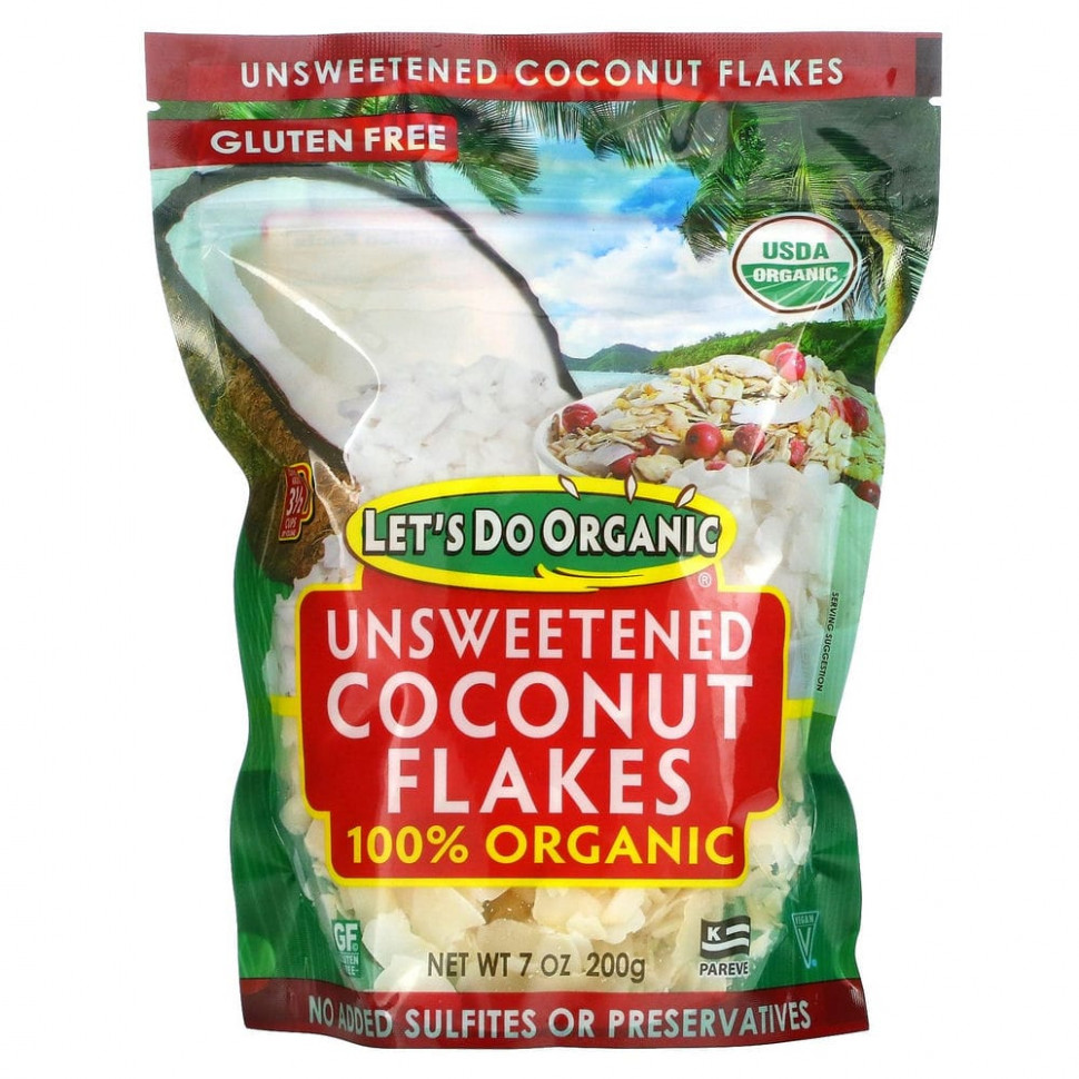  Edward & Sons, Edward & Sons, Let's Do Organic, 100% Organic Unsweetened Coconut Flakes, 7 oz (200 g)    -     , -, 