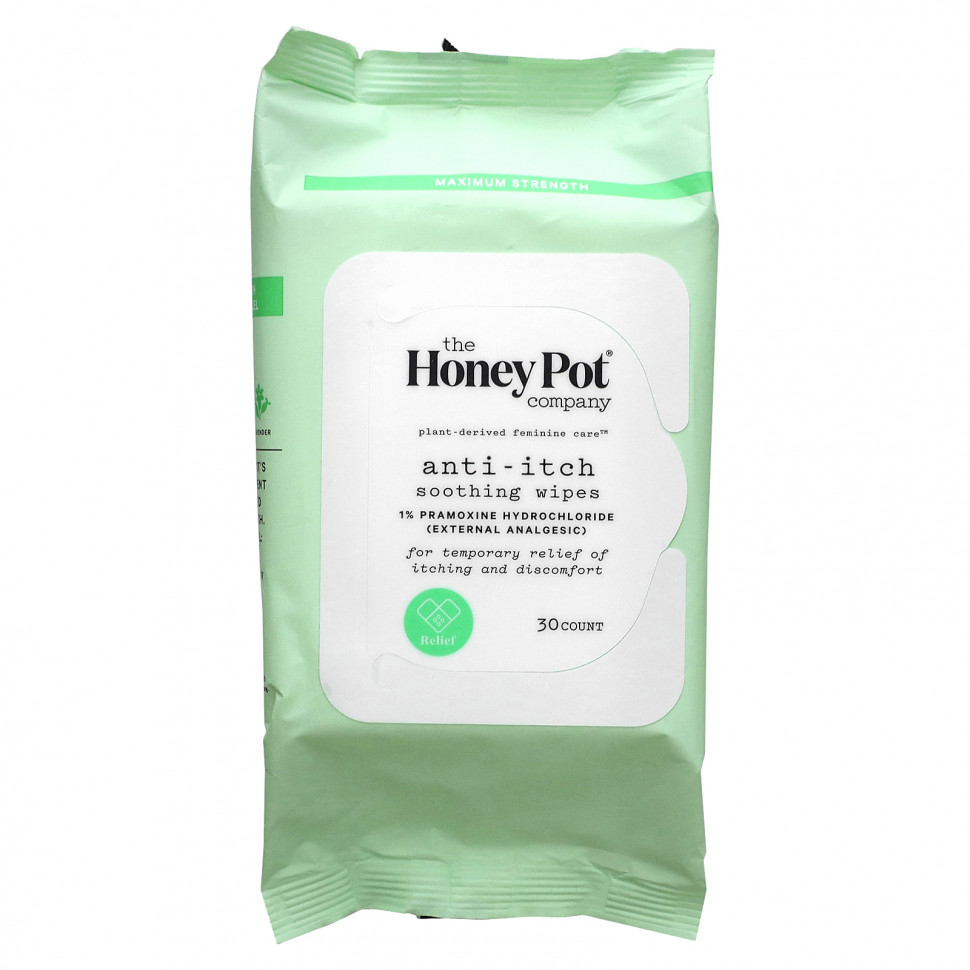  The Honey Pot Company, Anti-Itch Soothing Wipes , 30 Count    -     , -, 