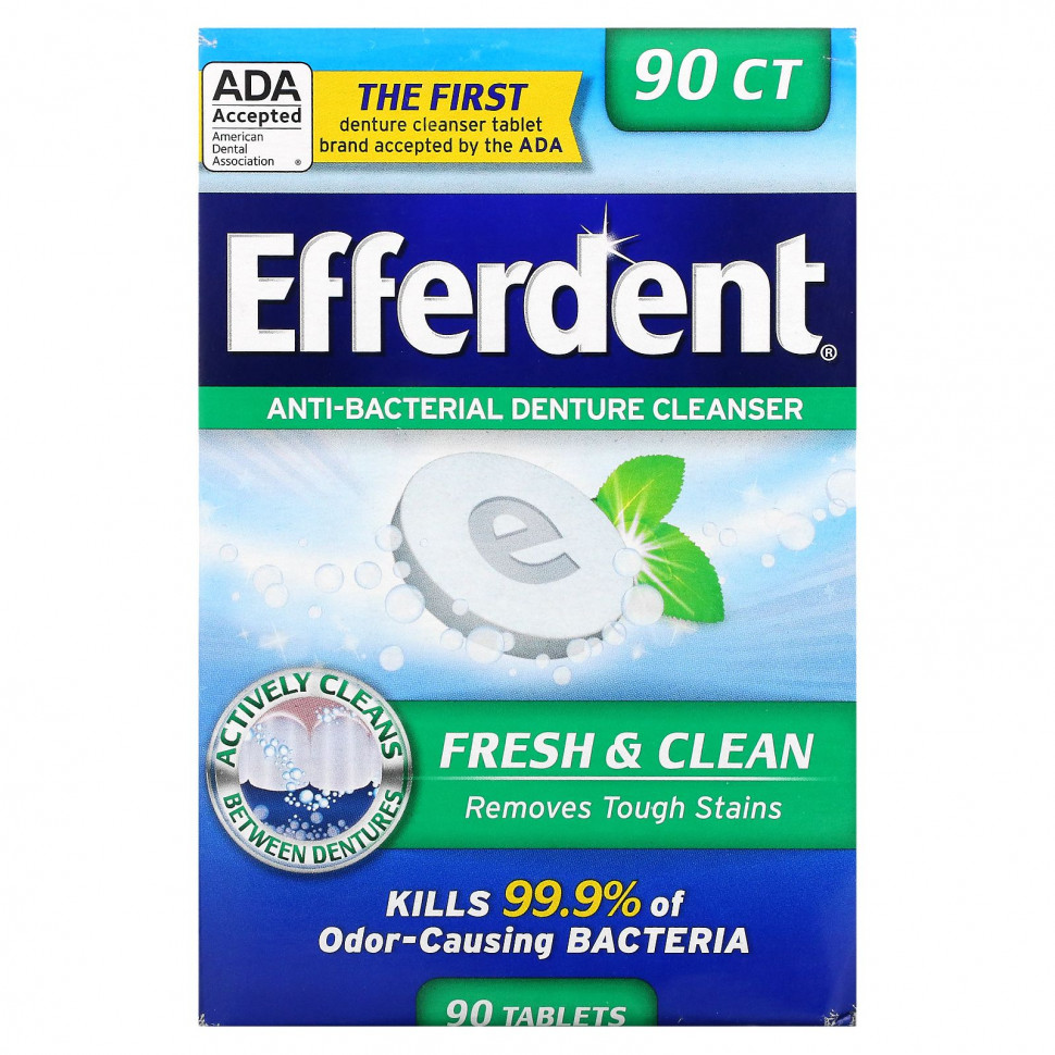 ���� Efferdent, ����������������� �������� ��� �������� ������ ��������, Fresh & Clean, 90 ��������  Iherb (������) ������ ������
