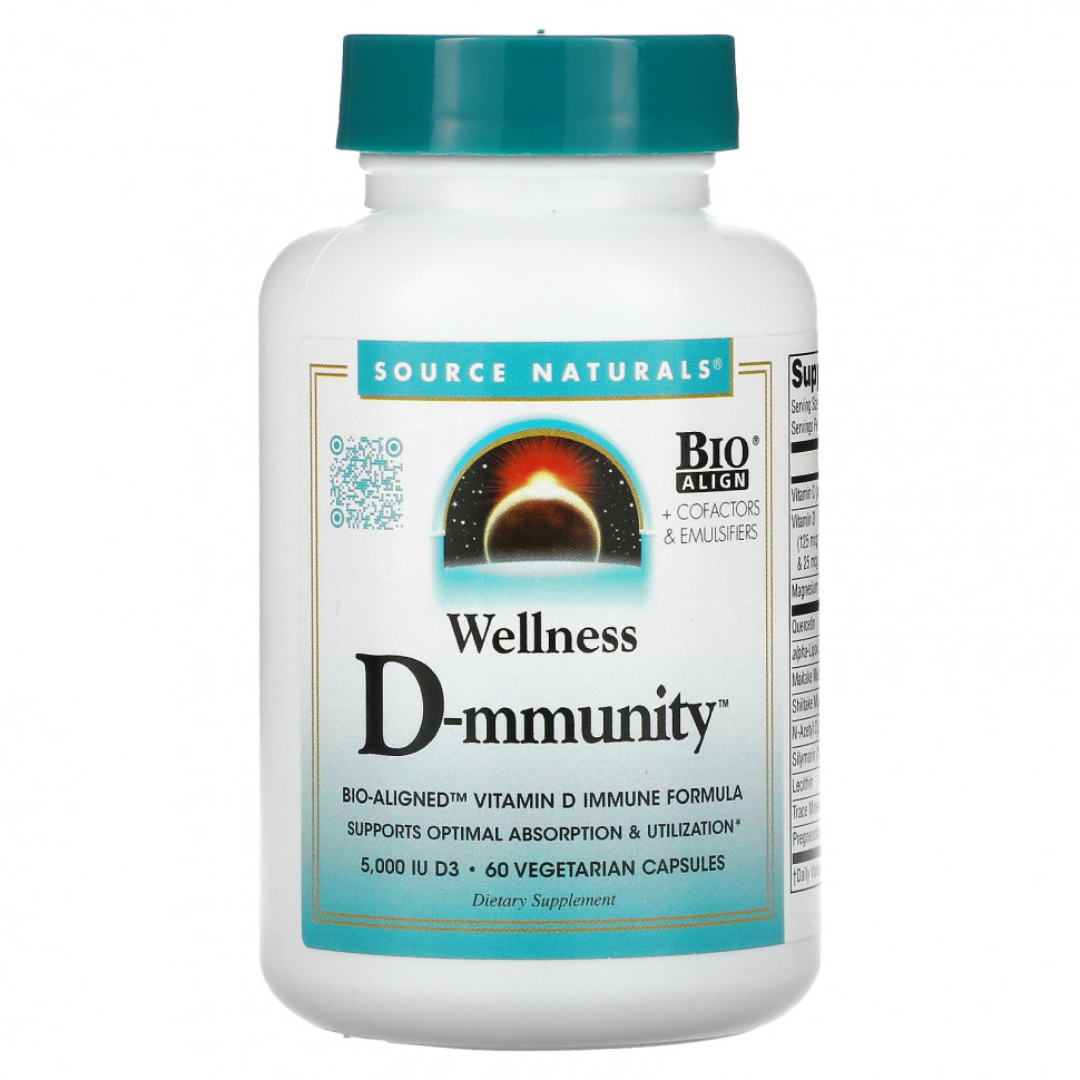  Source Naturals, Wellness D-mmunity, Bio-Aligned Vitamin D Immune Formula, 60 Vegetarian Capsules    -     , -, 