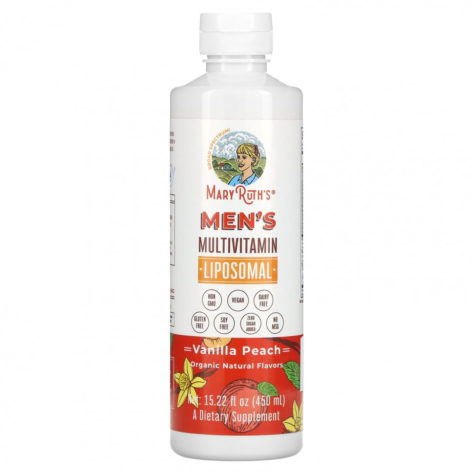  MaryRuth Organics, Men's Multivitamin Liposomal, Vanilla Peach, 15.22 fl oz (450 ml)    -     , -, 