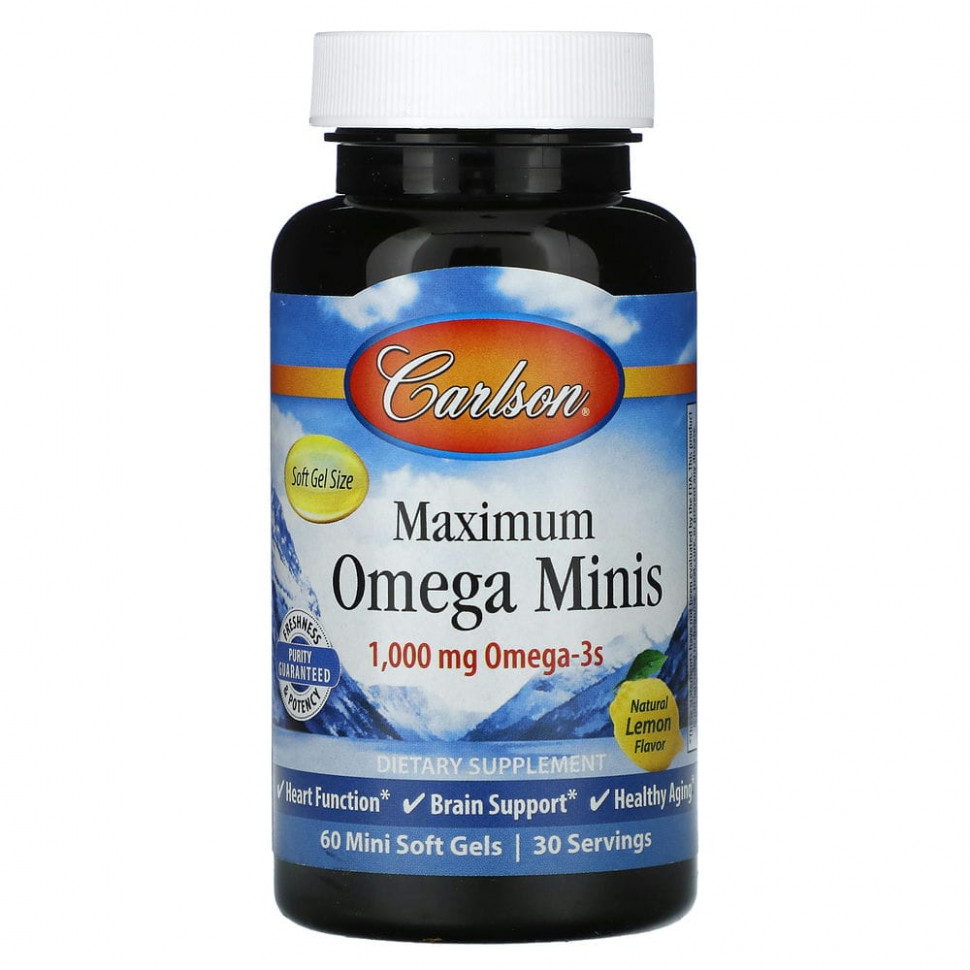 ���� Carlson, Maximum Omega Minis, ����������� �����, 500 ��, 60 ������ ��������  Iherb (������) ������ ������