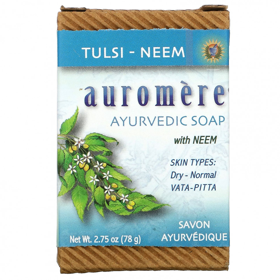  Auromere, Ayurvedic Soap, with Neem, Tulsi-Neem, 2.75 oz (78 g)    -     , -, 