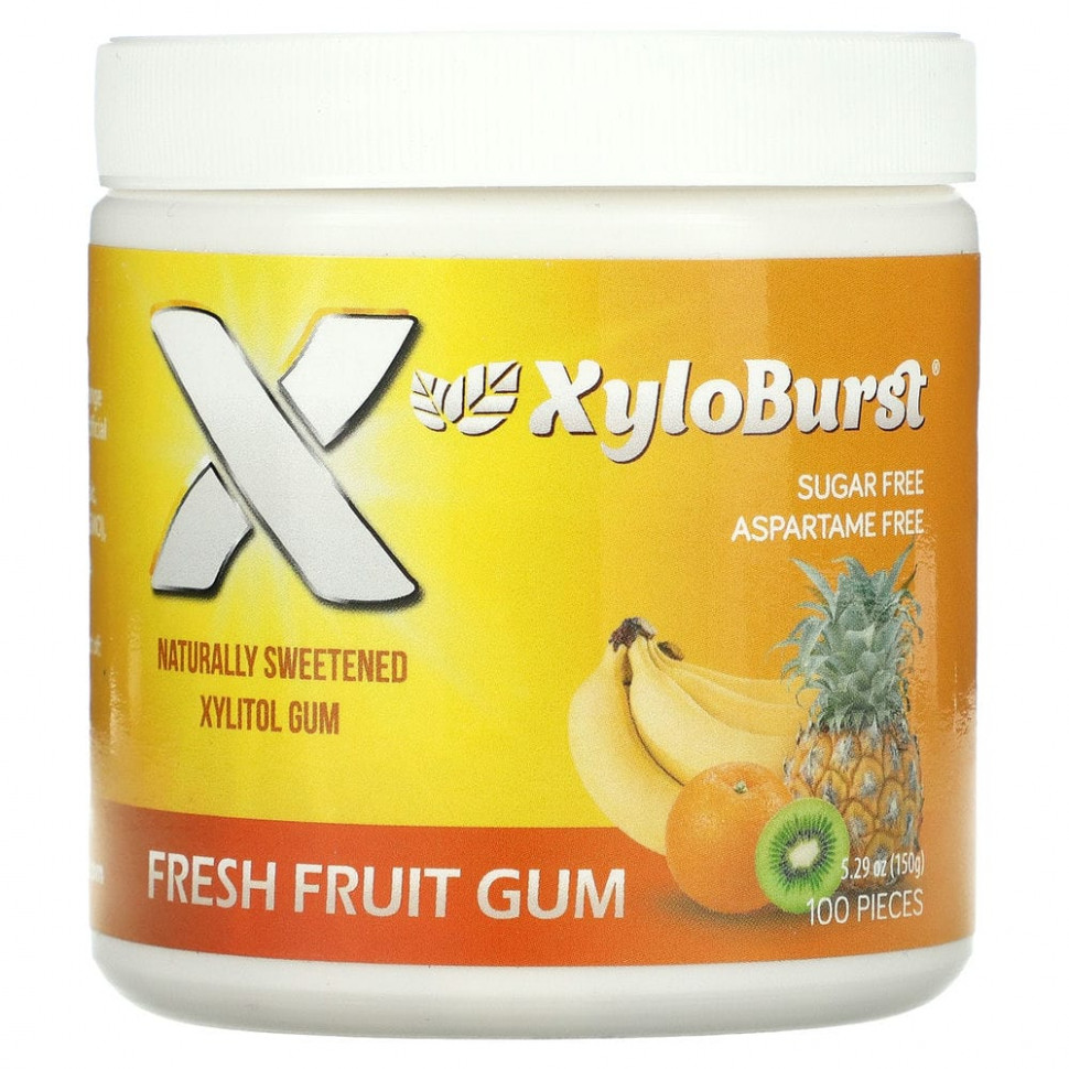  Xyloburst, Xylitol Chewing Gum, Fresh Fruit , 5.29 oz (150 g), 100 Pieces    -     , -, 