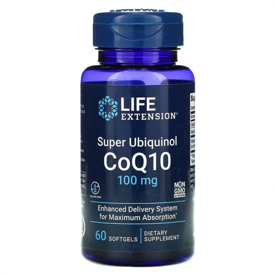  Life Extension, Super Ubiquinol CoQ10 with Enhanced Mitochondrial Support, 100 , 60       -     , -, 