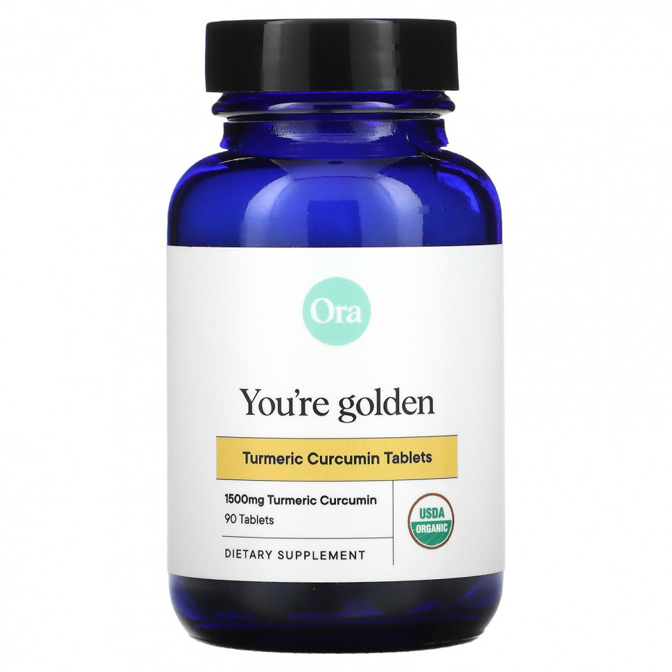  Ora, You're Golden, Organic Turmeric Curcumin Supplement, 500 mg, 90 Organic Tablets    -     , -, 