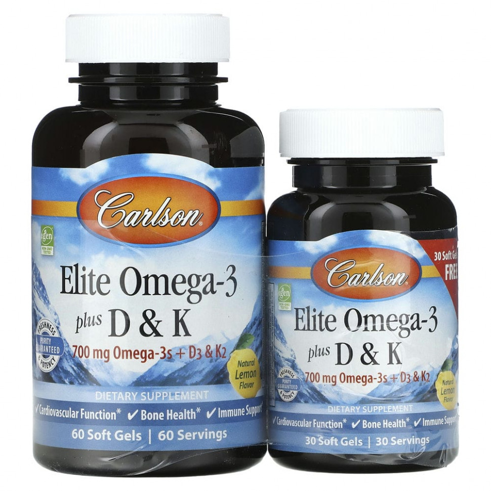  Carlson Labs, Elite Omega-3   D  K,   , 60 (+ 30 )      -     , -, 