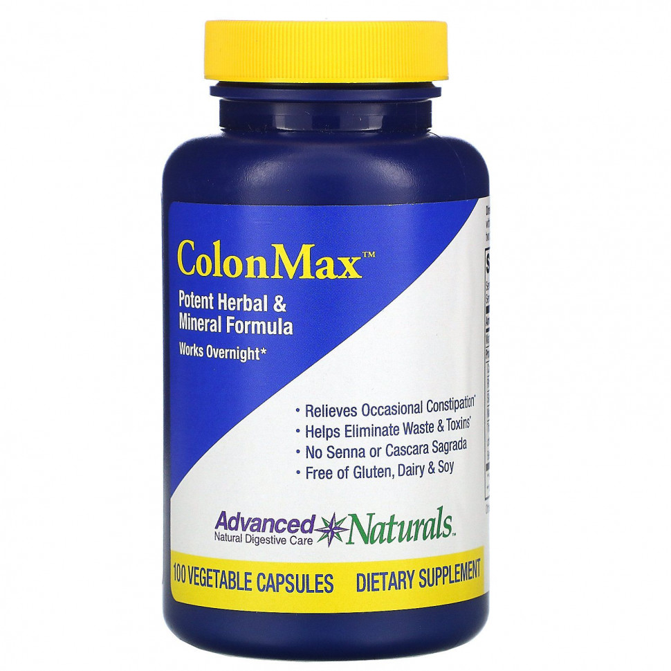  Advanced Naturals, Colon Max, Potent Herbal & Mineral Formula, 100 Vegetable Capsules    -     , -, 