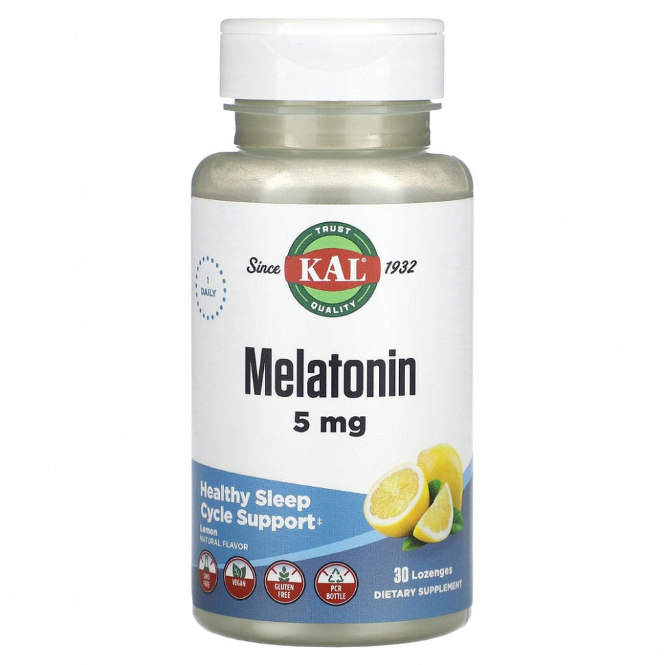  KAL, Melatonin, Lemon, 5 mg, 30 Lozenges    -     , -, 