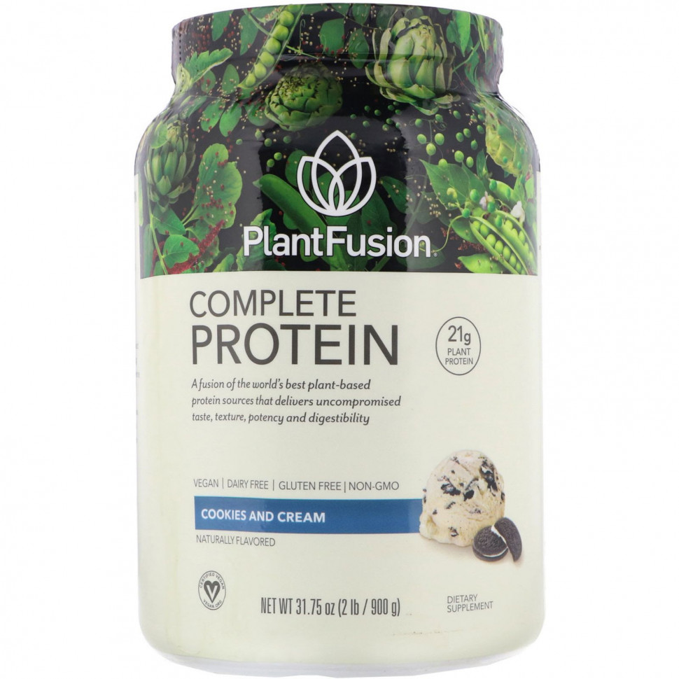  PlantFusion, Complete Plant Protein, Cookies and Cream, 2 lb (900 g)    -     , -, 