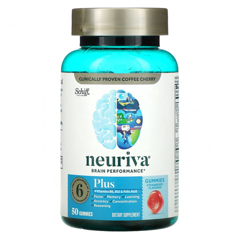  Schiff, Neuriva Brain Performance, Plus, Strawberry, 50 Gummies    -     , -, 