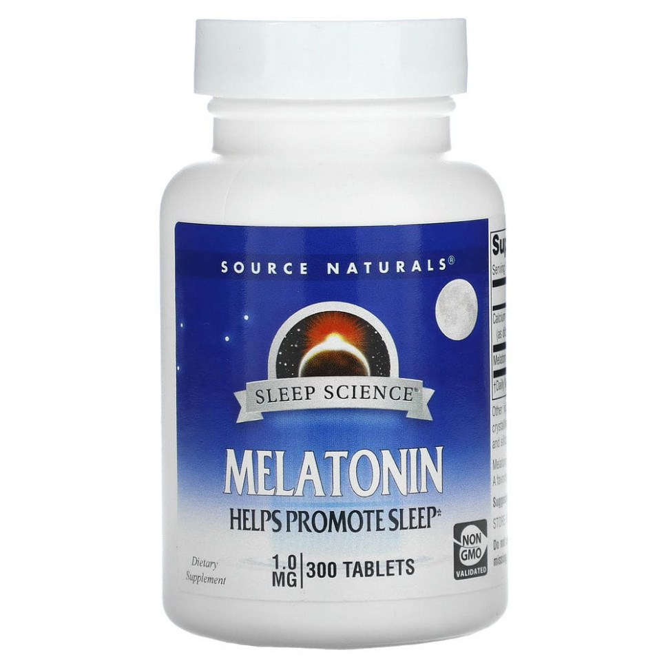  Source Naturals, Sleep Science, Melatonin, 1.0 mg, 300 Tablets    -     , -, 