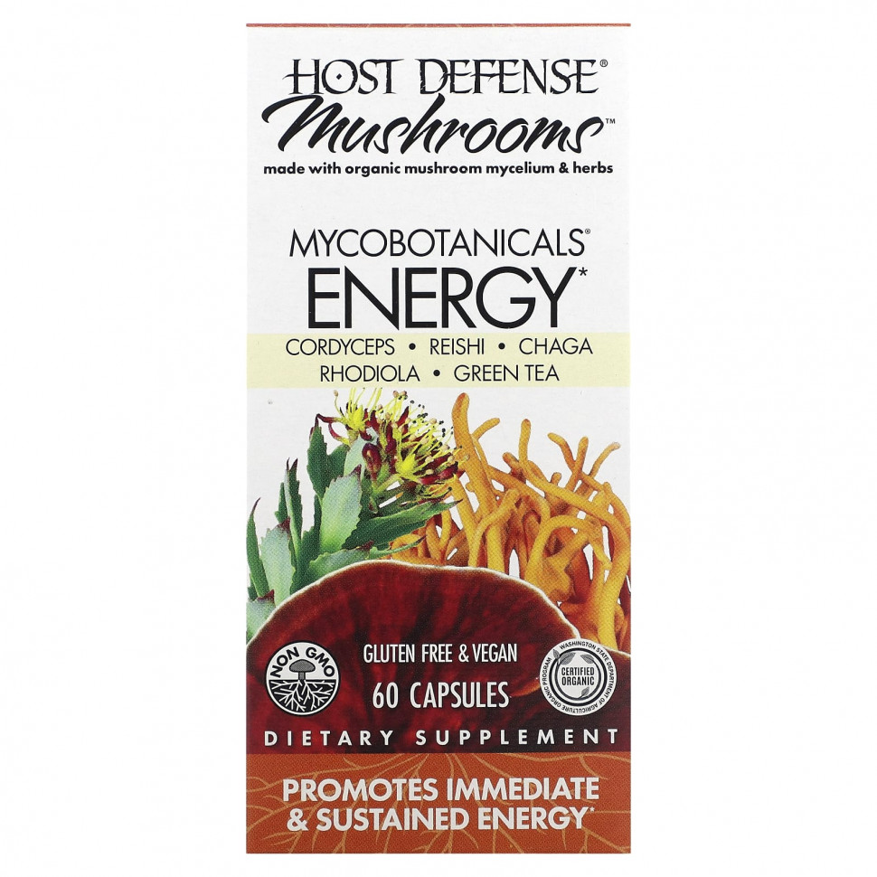  Fungi Perfecti Host Defense, Mushrooms, MycoBotanicals, Energy, 60     -     , -, 