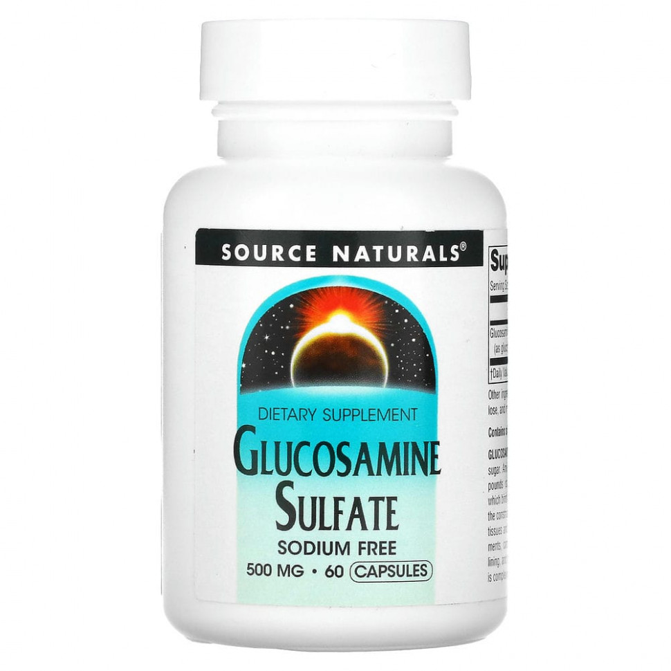  Source Naturals, Glucosamine Sulfate, Sodium Free, 500 mg, 60 Capsules    -     , -, 